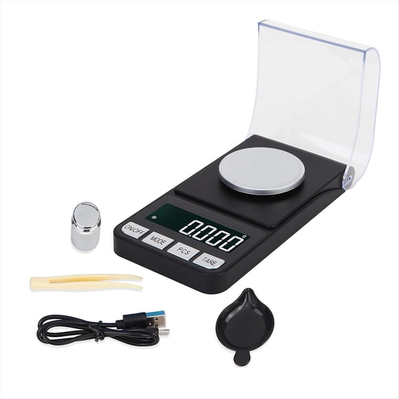 Báscula Digital para Joyería de Miligramos de Alta Precisión de 100 G/0,001 G, Báscula de Bolsillo, Recarga, con Pesaje de Calibración de 50 G
