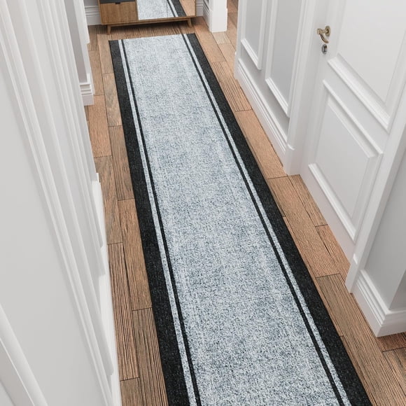 Ottomanson Aisle Runner Rug 2'7" x 50' – Soft Non-Slip Rug, Low Pile Carpet for Hallways, Events, Churches & Extra-Long Indoor Spaces, Border Gray