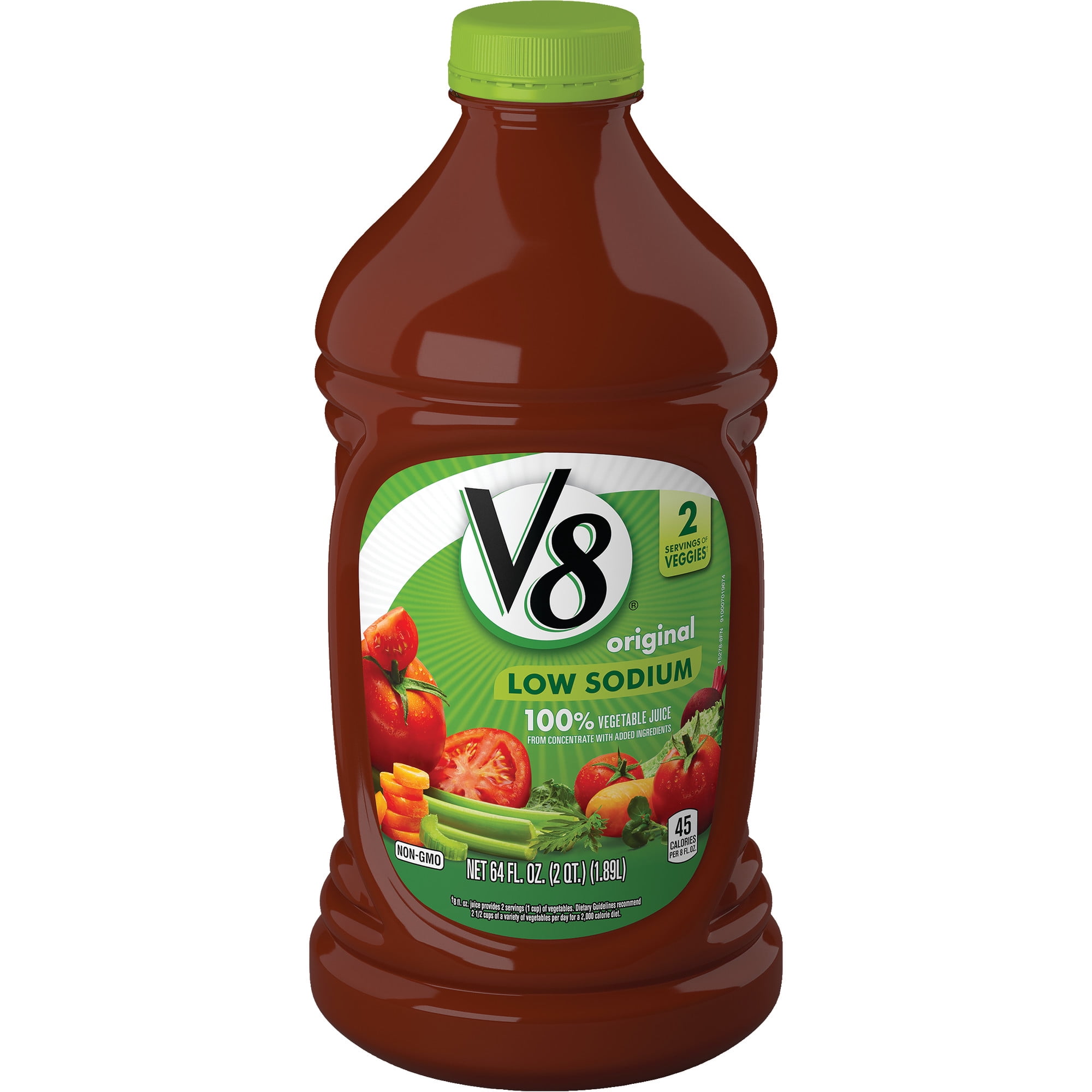 V8 Low Sodium 100 Vegetable Juice, 64 oz. Bottle