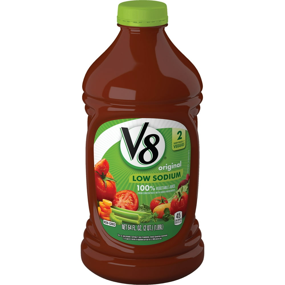 V8 Low Sodium 100 Vegetable Juice, 64 oz. Bottle