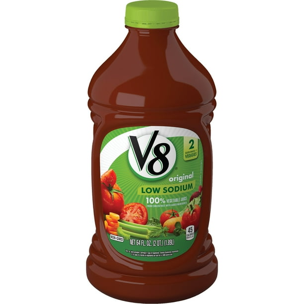 V8 Low Sodium 100 Vegetable Juice, 64 oz. Bottle