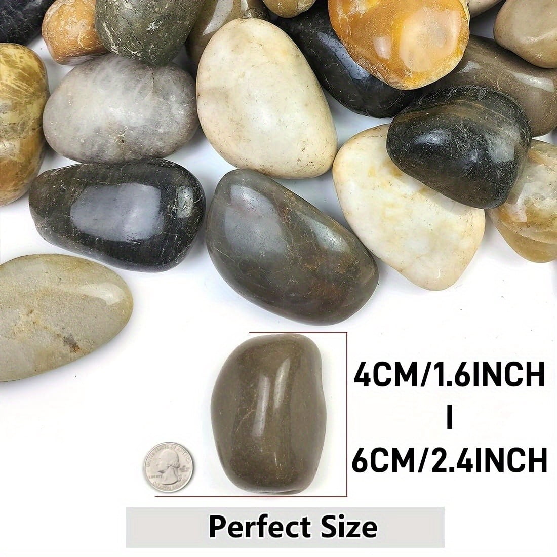 38 lbs Multicolor River Rocks, 2-3 inch Polished Pebbles - Decorative White Stones for Indoor/Outdoor Use, Perfect for Plants, Vase Fillers, Aquariums, Fish Tanks, and Garden Landscaping