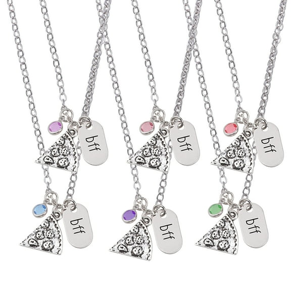 Liukekj 6pcs Best Friend Pizza Pendant Necklace Friendship Necklace with Charm Sweater Chain for Friends