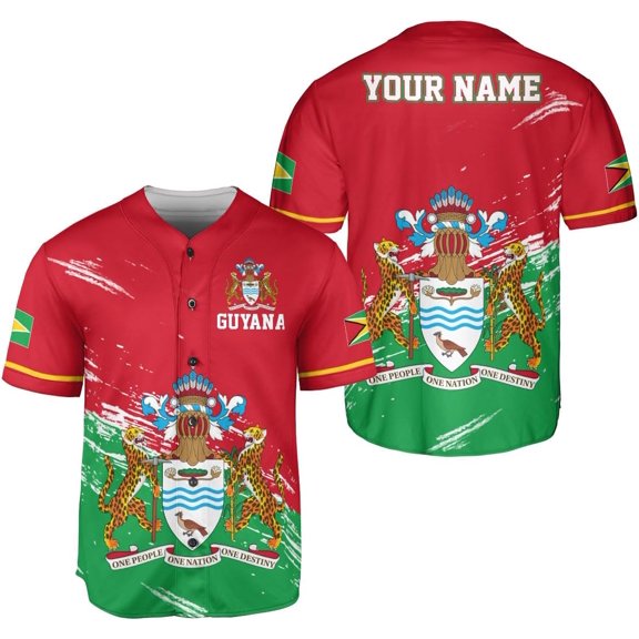 Personalized Guyana Baseball Jersey Shirt, GuyaneseFlag Jersey, Guyana Guyanese Pride Jersey for Men and Women (S)
