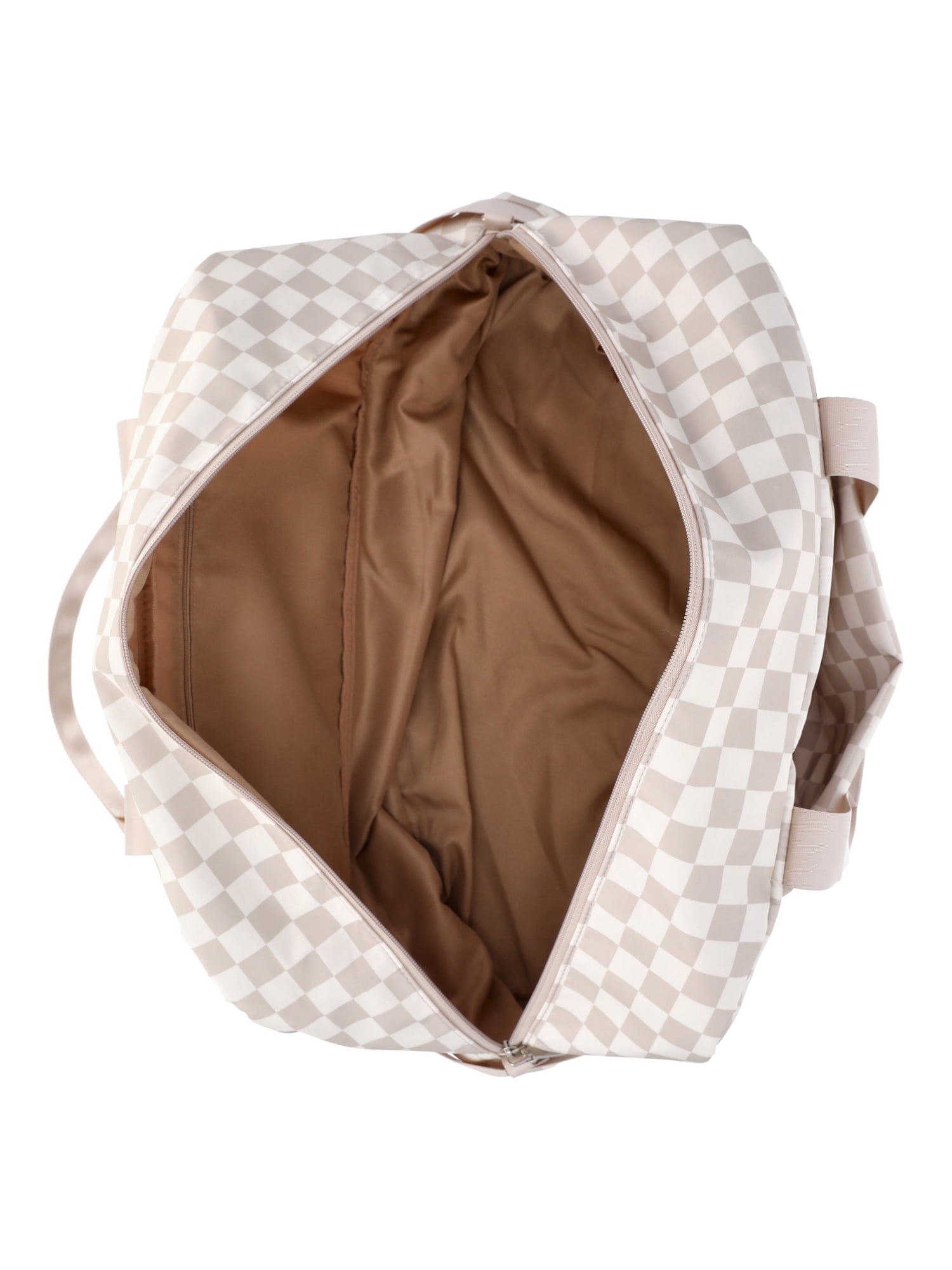 No Boundaries Women's Dome Weekender Bag, Tan Checker