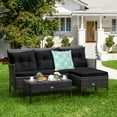 thumbnail image 4 of Gymax Set of 3 3-Seat Sofa Cushioned Table Rattan Furniture Set Garden Patio Black, 4 of 10