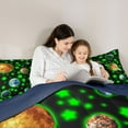 thumbnail image 5 of Feelyou Kids Earth Planet Twin Comforter Sets, Neon Green Stars Bedding Set, 2pcs, 5 of 8