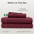 thumbnail image 4 of California Design Den 400 Thread Count 100% Cotton Sateen Twin XL Sheet Set - Burgundy Red, 4 of 9