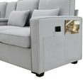 thumbnail image 6 of 104" 4-Seater Modern Linen Fabric Sofa with Armrest Pockets and 4 Pillows,Minimalist Style Couch for Living Room, Apartment, Office, 6 of 9