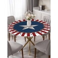 thumbnail image 5 of July 4th Round Fitted Tablecloth with Elastic Edge-Western Star on Blue Table Cloth for 36"-44" Circle Tables,Waterproof Oil-Proof Table Cover for Outdoor Picnic Party Events,USA Flag Red White Stripe, 5 of 6