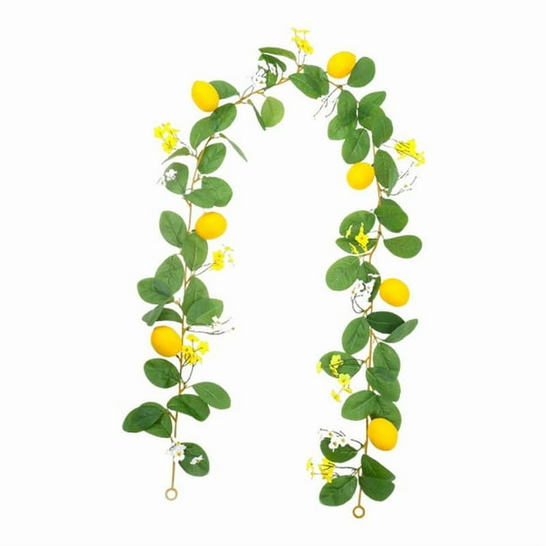 Guirnalda de limones artificiales, fruta falsa, adorno de primavera y verano, flores artificiales, vegetación Estilo D