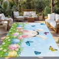 thumbnail image 2 of Easter Outdoor Rug for Patio/Deck/Porch, Non-Slip Large Area Rug 6 x 9 Ft, Spring Colorful Easter Eggs Bunny Butterfly Blue Indoor Outdoor Rugs Washable Area Rugs, Camping Rug Carpet Runner, 2 of 8