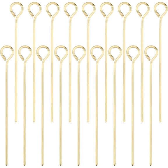 300Pcs/Box Open Eye Pins 18K Gold Plated Head Pins 25mm Jewelry Making Findings