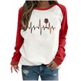 thumbnail image 2 of Qiopertar Femmes Décontracté Manches Longues Col Rond Hauts Chemises Amples Blouse Imprimé Graphique Chandail en Molleton Offres de la Semaine Liquidation à Moins de 5$ jusqu'à 90 % de Réduction, 2 of 4