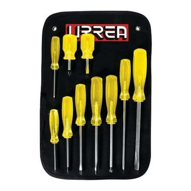 Juego De 10 Destornilladores Ámbar Combinado Jbud02 Urrea Urrea JBUD02