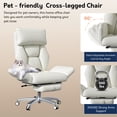 thumbnail image 6 of Solfway Criss Cross Desk Chair, Cross Legged Office Chair with Wheels, White Leather Big and Tall Reclining Office Chair 500lbs with Foot Rest, Reversible Armrests & Wide Seat, 6 of 11