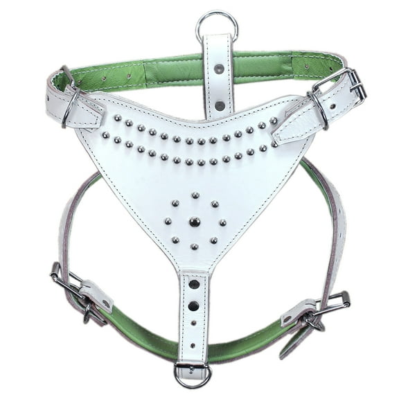 Large Leather Dog Harness Padded Genuine White Hilason