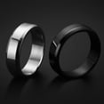 thumbnail image 2 of 6mm Silver/GoldBlack/Blue Polished Bands Titanium Steel Men Women Ring Size 5-14, 2 of 9