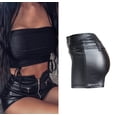 thumbnail image 4 of RAMISU Womens Casual Faux Leather Shorts High Waist Stretch Slim Hips Motorcycle Skinny Coated Shorts S, 4 of 6