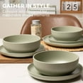 thumbnail image 5 of 12-Piece Matte Green Dinnerware Set,Stoneware Dinnerware for 3, Microwave & Dishwasher Safe, Stackable Design for Kitchen and Dining - Plates,Bowls and Mugs, 5 of 11