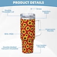 thumbnail image 5 of Picia Sunflowers On Red Pattern 40oz Ice Bully Insulated Tumbler with Handle, Double-Wall Stainless Steel Cup, Leak-Proof Lid and Straw, 5 of 8