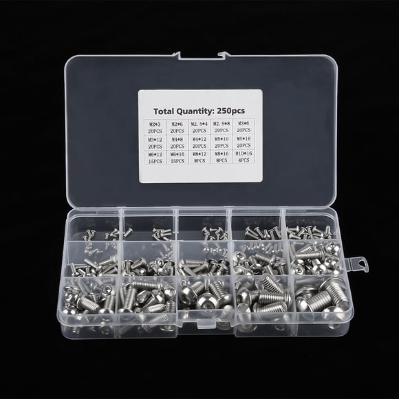Screws Set Fasteners Machine Screws 250pcs M2/ M2.5/ M3 /M4/ M5/ M6/ M8/ M10 Machine Screws Set For Laptop/Keyboard/Phone/PC Socket Screw