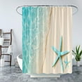 thumbnail image 6 of Beach Shower Curtain Teal Starfish Ocean Coastal Tropical Sea Hawaii Summer Seaside Nature Landscape Marine Life Bath Curtain with Plastic hookss, 6 of 6