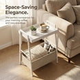 thumbnail image 4 of Narrow End Table with Fabric Storage Basket, Slim Metal Side Table with Anti-Drop Tray Top, Small Nightstand Bedside Table for Living Room, Bedroom, Tight Spaces, Sturdy Frame, 4 of 9