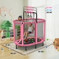 thumbnail image 5 of 60" Toddler Trampoline with Safety Enclosure Net, SEGMART Upgraded Kids Trampoline with Basketball Hoop, Swing, Rings, Balls, Indoor Outdoor Mini Trampoline Birthday Gift for Kids Ages 3-9, 5 of 14