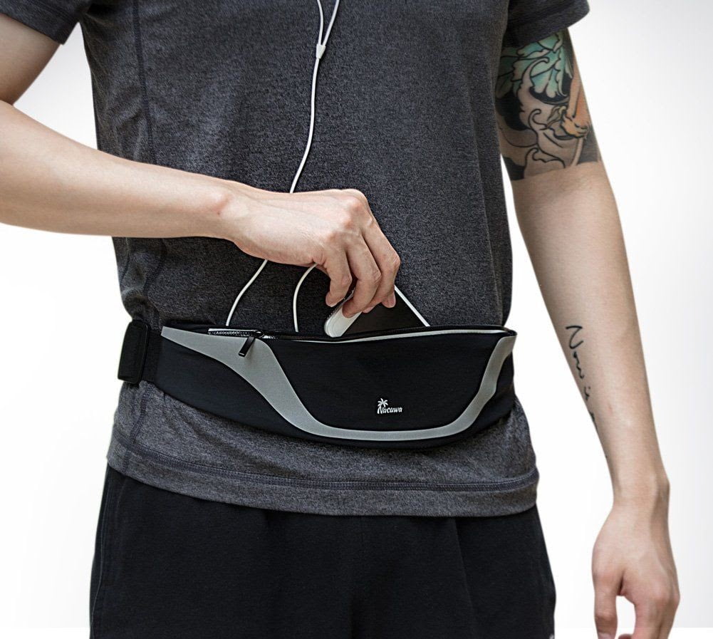 Nacuwa Running Belt Adjustable Waist Pack Waterproof Runners Belt for