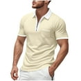 thumbnail image 4 of Yaoyar Mens Summer Color Block Casual Zipper Lapel Pocket Short Sleeve Top Shirt Short Sleeve Dry Fit Shirts Casual Golf Shirts, 4 of 8