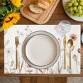 thumbnail image 4 of Brown Red Spring Floral Placemats Set of 4, Summer Flowers Botanical Elegant Placemats for Dining Table, Place Mats for Kitchen Tabletop, Waterproof Wipeable Dining Table Mats Set, 4 of 9