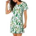 thumbnail image 2 of Kdxio Cactus Plants1 Pattern Womens Short Sleeve Sleepshirt Scoopneck Cute Nightdress Ruffle Comfy Nightgown, 2 of 6