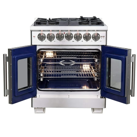 Forno Appliances - Capriasca 4.32 Cu. Ft. Freestanding Dual Fuel Range with French Doors and Convection Oven - Stainless Steel
