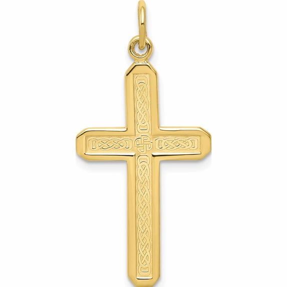 10K Yellow Gold Cross Charm (32 X 16) Made In United States 10c317