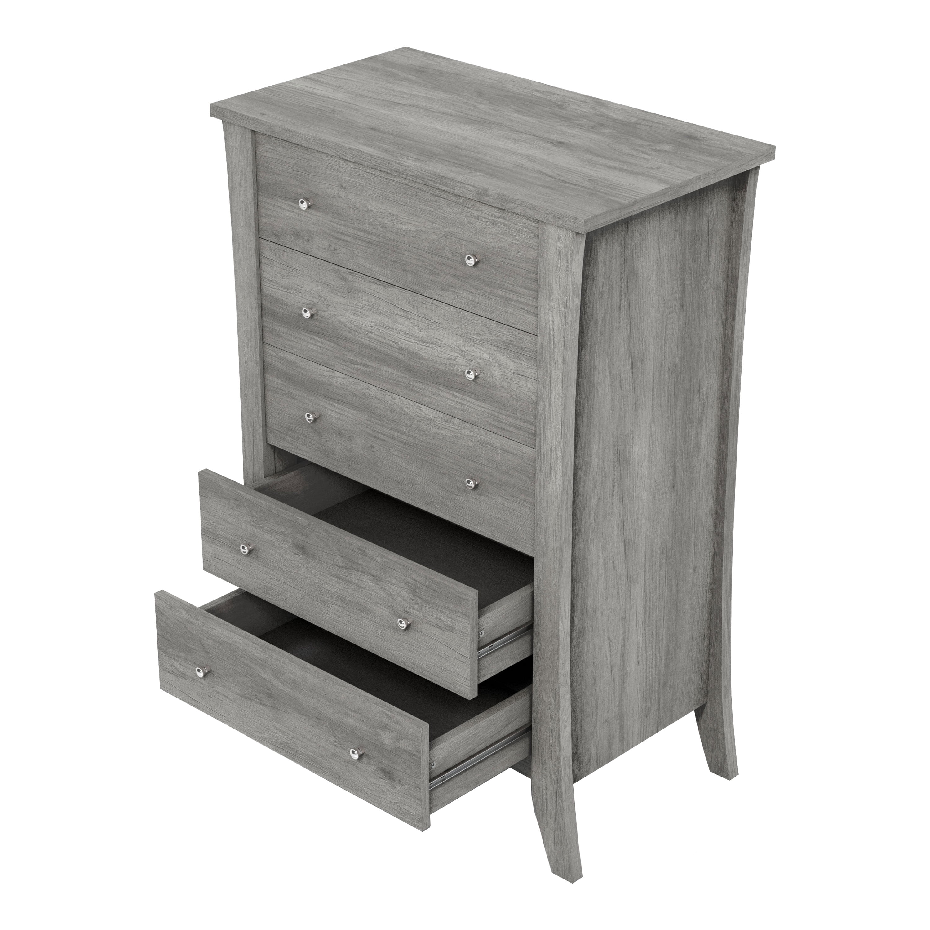 Furniture of America Quake 5-Drawer Wood Vintage Gray Oak Chest