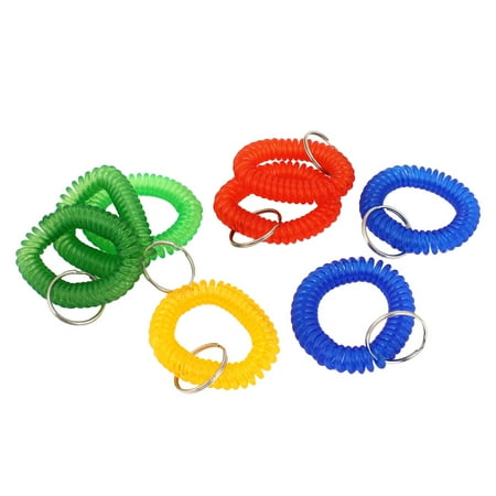 8Pcs Multicolor Stretchy Coiled Band Hand Wrist Keychain Key Holder