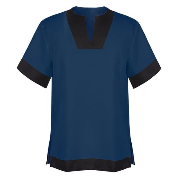 Rexolia Mens Halloween Medieval Tunic Keyhole Ruffle Neck Pirate Viking Knight Costume Short Sleeve Top Blue L