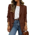 thumbnail image 4 of Drovellove Women's Casual Blazer Jacket with Collar Long Sleeve Button Up Cardigan Coat - Solid Color Soft Comfortable Lightweight Outerwear for Work Office Party Dating Vacation, 4 of 5