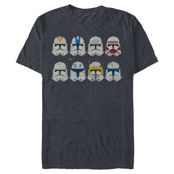 Star Wars Clone Wars Clone Troopers Helmets - Short Sleeve Blended T-Shirt for Adults -Customized-Navy Heather