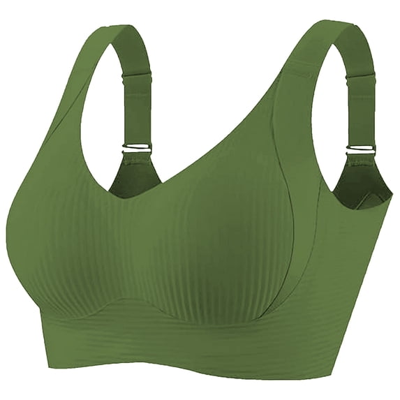 mihongmao Jelly Bra Plus Size Bras Women Fashion Sports Bra Underwear Bra Everyday Underwear Green L