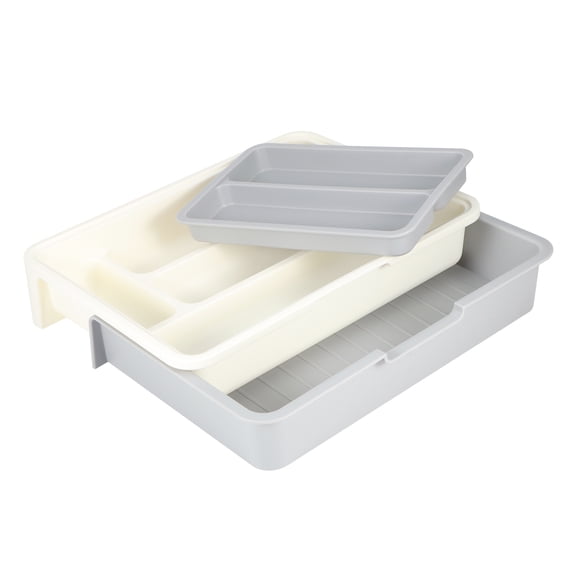 Bandeja de cubiertos expandible, divisores de cajón de almacenamiento de cubiertos ajustables expandibles, organizador de cubiertos, diseño exquisito