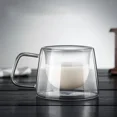 thumbnail image 4 of Double Wall Glass Coffee Mug with Handle 200ML Transparent Heat-Resistant for Espresso Cappuccino Latte Tea, 4 of 7