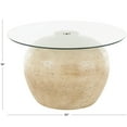 thumbnail image 3 of DecMode 30" x 18" Beige Resin Wide Coffee Table with Tempered Glass Tabletop, 1-Piece, 3 of 9