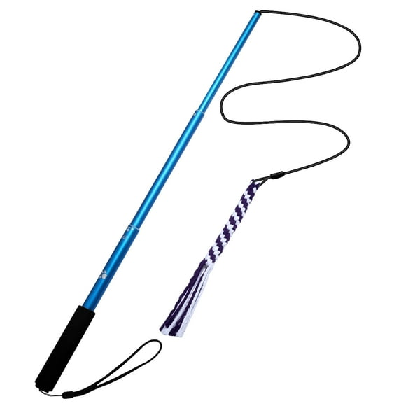 CIMAXIC Jouets Interactifs pour Chiens Poteau de Flirt Extensible Queue de Chasse Amusante et Exercice pour Animaux (Bleu), 10.24"X1.18"X1.18 Pouces