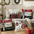 thumbnail image 2 of Lksixu Christmas Pillow Cover, 18x18 inch Red Black Linen Xmas Throw Pillow Case, Soft Breathable Farmhouse Vintage Pillowcase Winter Holiday Cushion Cover Christmas Decorations for Couch Bed Sofa, 2 of 7