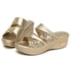 thumbnail image 4 of Sandalias Irfora Ropa de verano para mujer Moda Plataforma de fondo grueso Tacones de cuña Zapatos Señoras Sandalias de boca de pescado Zapatillas (Oro 37) Irfora Sandalias, 4 of 7