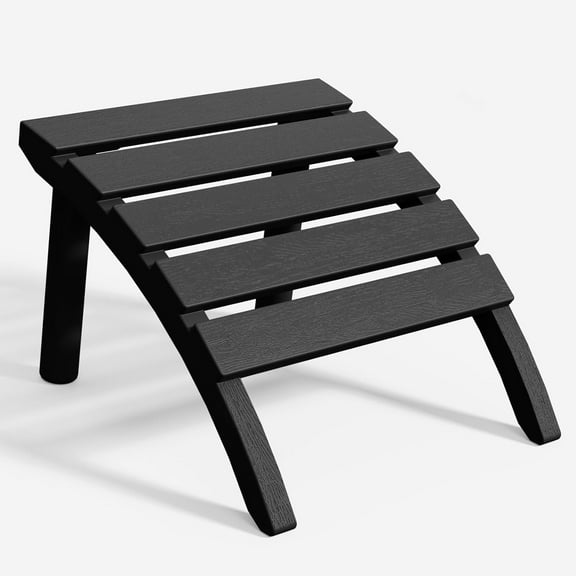 Adirondack Ottoman, HDPE Plastic Adirondack Chair Footstool, All Weather Outdoor Footrest for Patio, Backyard, Lawn, Fire Pits, Black