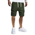 thumbnail image 4 of Fesfesfes Mens Shorts Casual Fashion Solid Color Overalls Walkshorts with Pocket Loose Drawstring Outdoor Shorts On Sale, 4 of 6