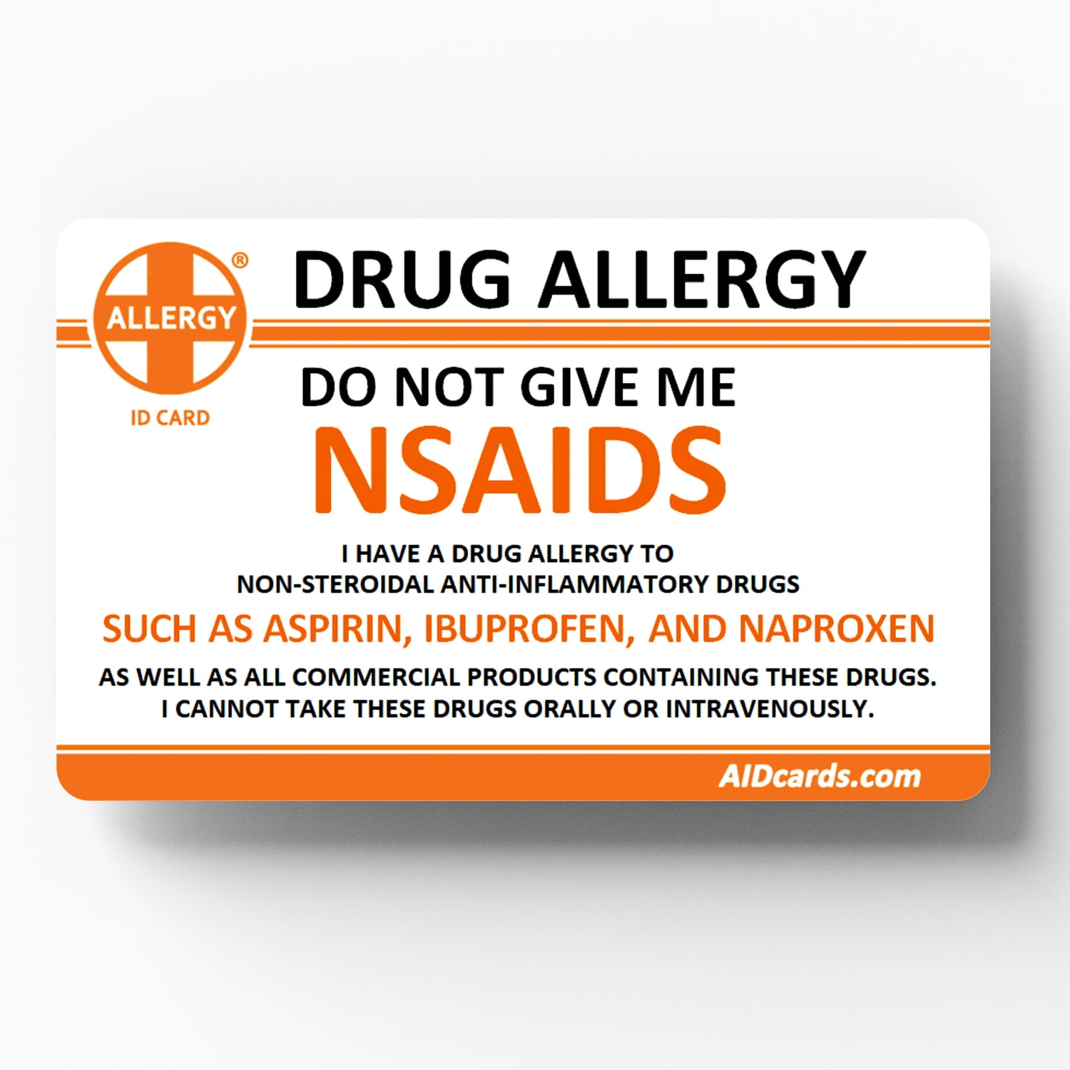 Allergy ID Card NSAIDS Drug Allergy